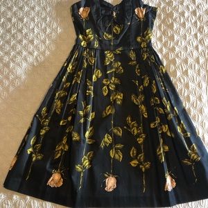 Black floral dress with sweetheart neckline